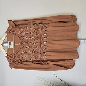 NWT Savanna Jane Embroidered‎ Long Sleeve Blouse Small